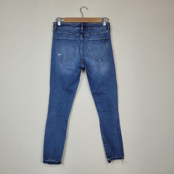 Abercrombie & Fitch Jeans 27 4 Blue Denim Harper Low Rise Ankle Y2K Distressed - Picture 3 of 9